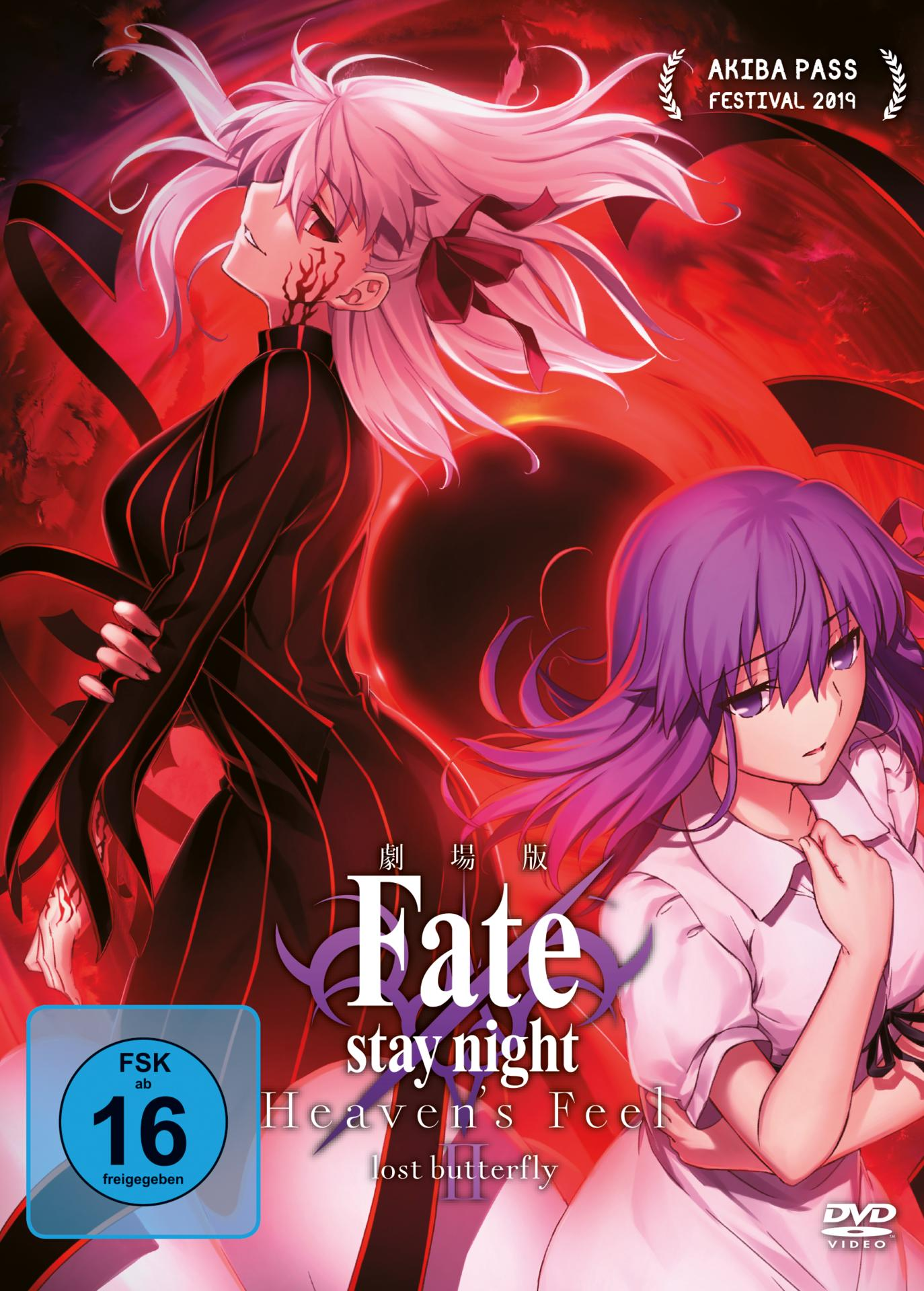 Fate/stay night DVD-Cover. Zwei Anime-Charaktere mit Text.