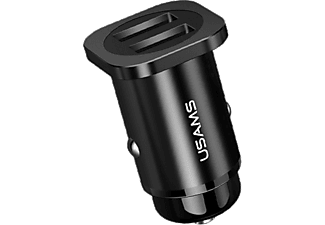 USAMS CC54GC01 Szivargyújtós töltő dupla USB-vel 4,8A, fekete