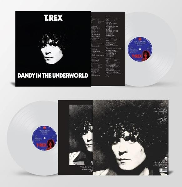 T. Rex Albumcover, Vorder- und Rückseite, mit weißen Schallplatten.