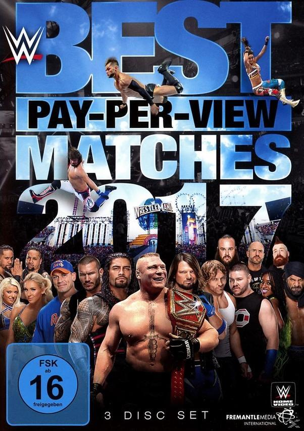 DVD-Cover: Eine Zusammenstellung von WWE-Wrestlern mit dem Titel 'BEST PAY-PER-VIEW MATCHES 2017'.