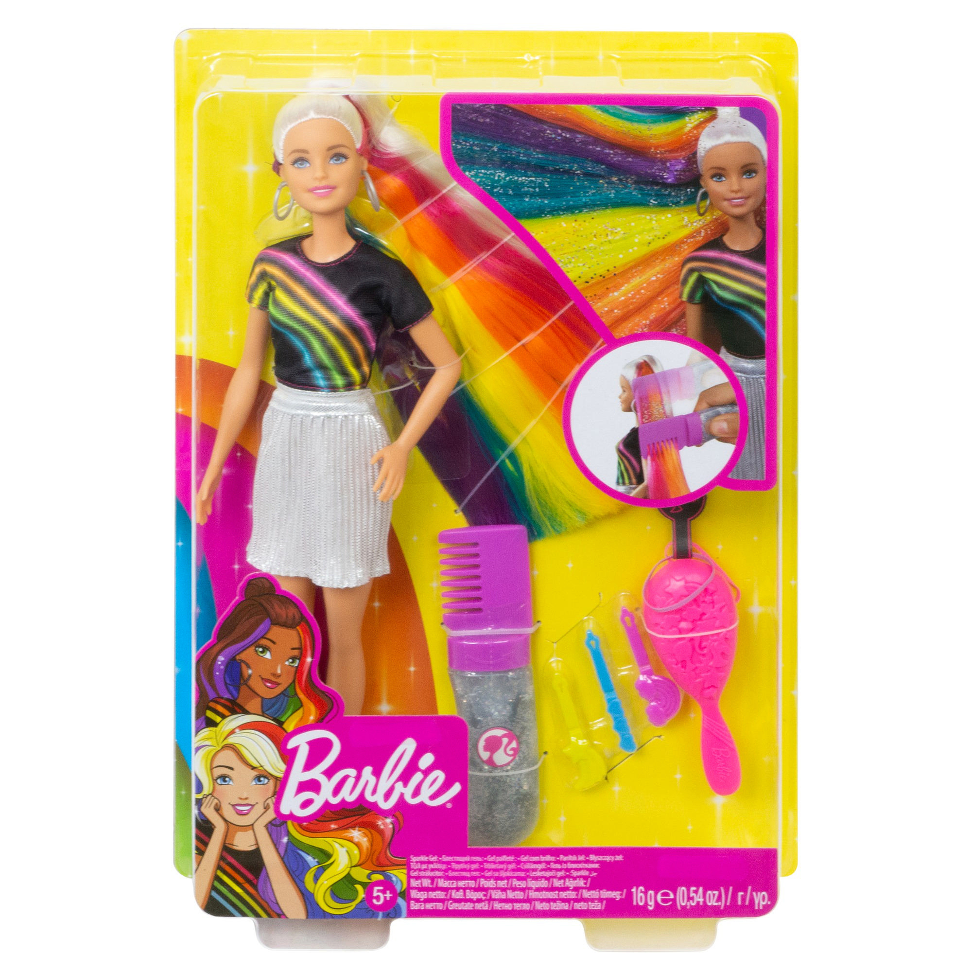 BARBIE Regenbogen Glitzerhaar (blond) Puppe Mehrfarbig