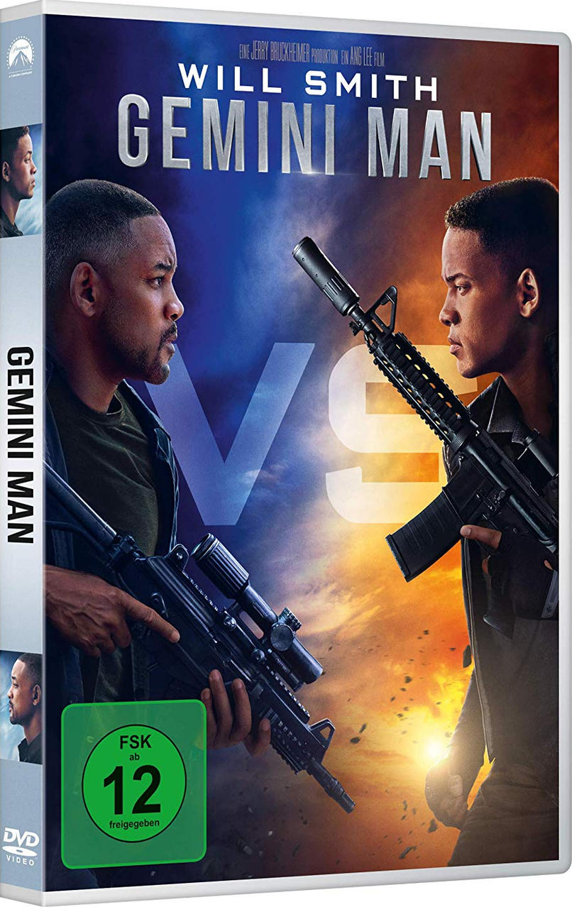 Film-DVD-Box-Art. Will Smith steht sich mit Waffen gegenüber. Grüner FSK-Aufkleber.