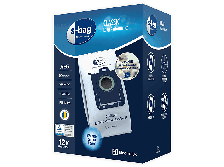 ELECTROLUX E201SMCC S-Bag Classic Long Performance Mega Pack Toz Torbası