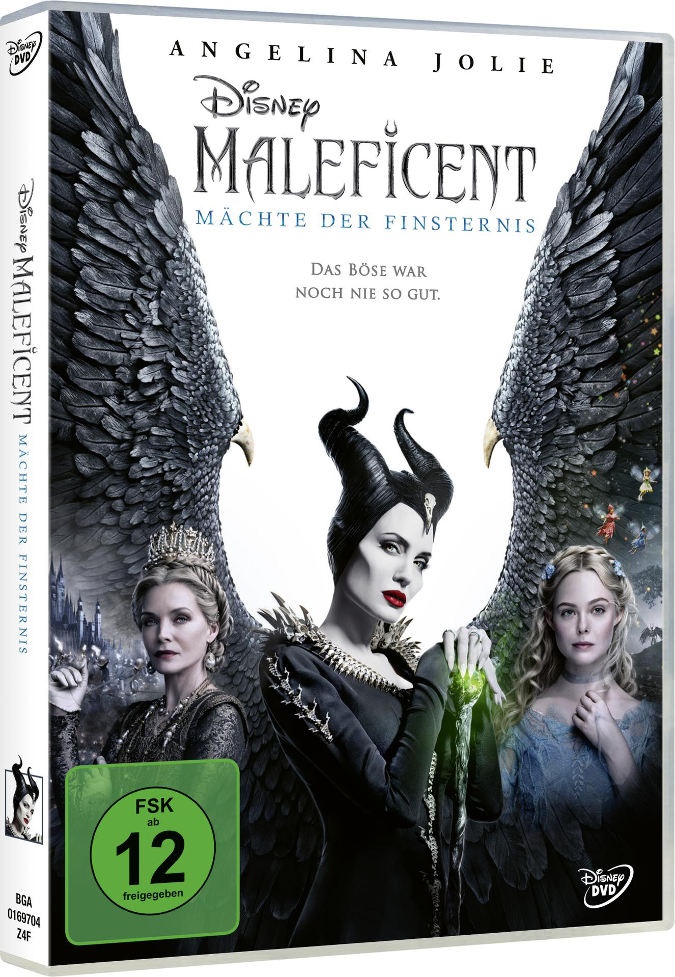 DVD-Hülle mit Angelina Jolie und einem Maleficent-Filmplakat.