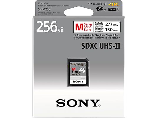 SONY SFG2M - SDXC-Cartes mémoire  (256 GB, 277 MB/s, Noir)