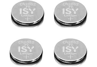 Pilas - ISY IBA 2032 CR2032, 3V, Litio, 4-pack de pilas de botón