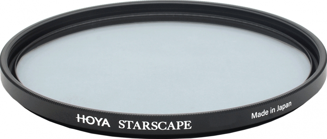 Filtre d'objectif noir avec texte blanc sur le bord.