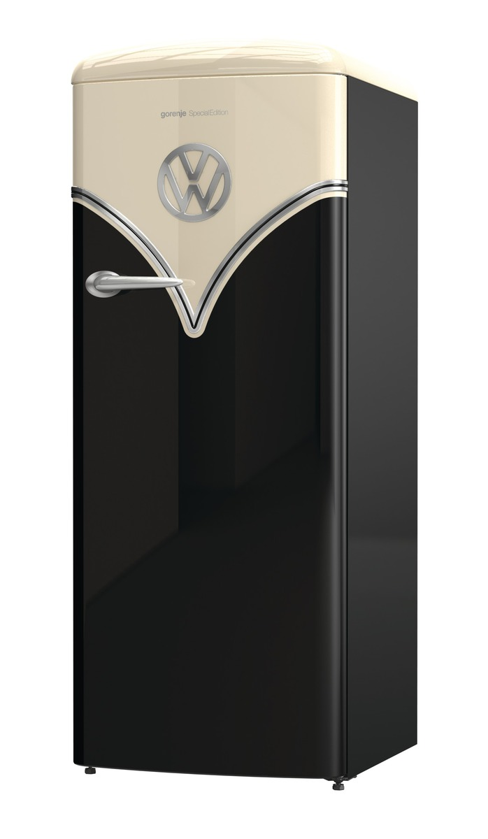 GORENJE OBRB 153 BK Retro Special Edition Kühlschrank (254 l, E, 1540 mm hoch, Schwarz)