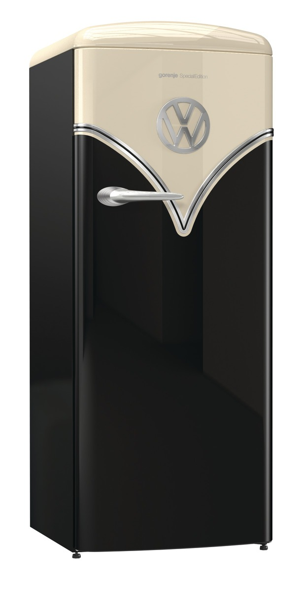 GORENJE OBRB 153 BK Retro Special Edition Kühlschrank (254 l, E, 1540 mm hoch, Schwarz)