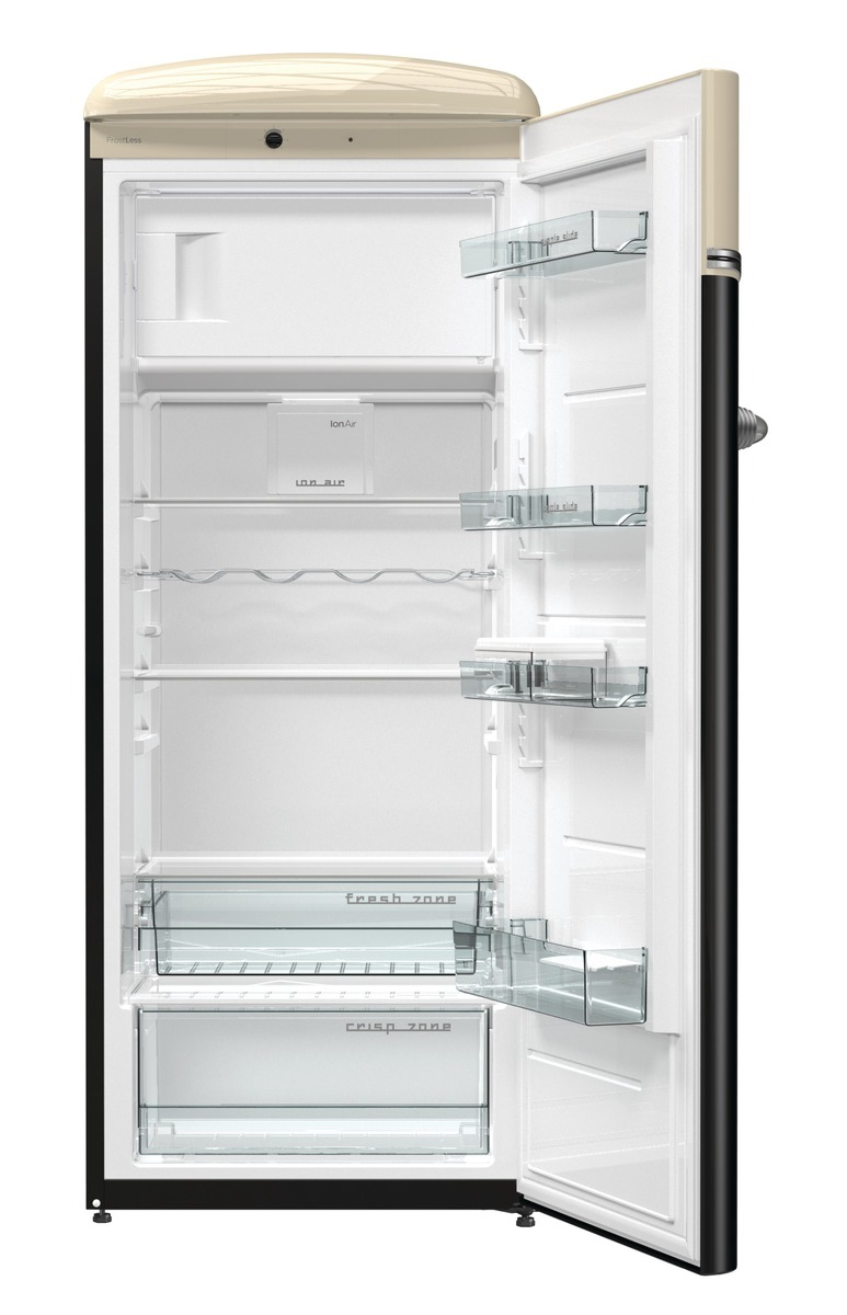 GORENJE OBRB 153 BK Retro Special Edition Kühlschrank (254 l, E, 1540 mm hoch, Schwarz)