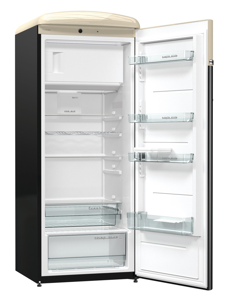 GORENJE OBRB 153 BK Retro Special Edition Kühlschrank (254 l, E, 1540 mm hoch, Schwarz)