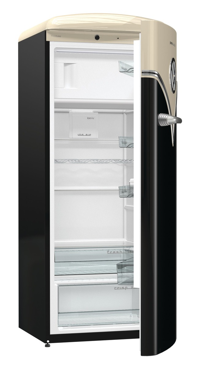 GORENJE OBRB 153 BK Retro Special Edition Kühlschrank (254 l, E, 1540 mm hoch, Schwarz)