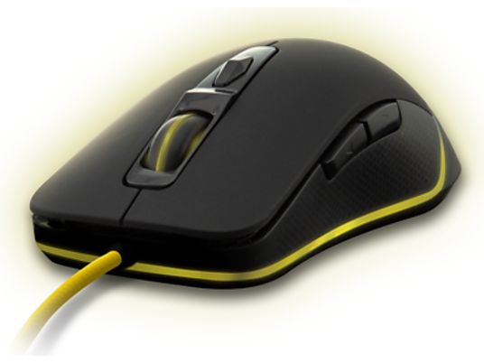 ISY IGM-1000 - Gaming Maus, Kabelgebunden, Optisch mit Laserdioden, 1600 DPI, Schwarz/Gelb