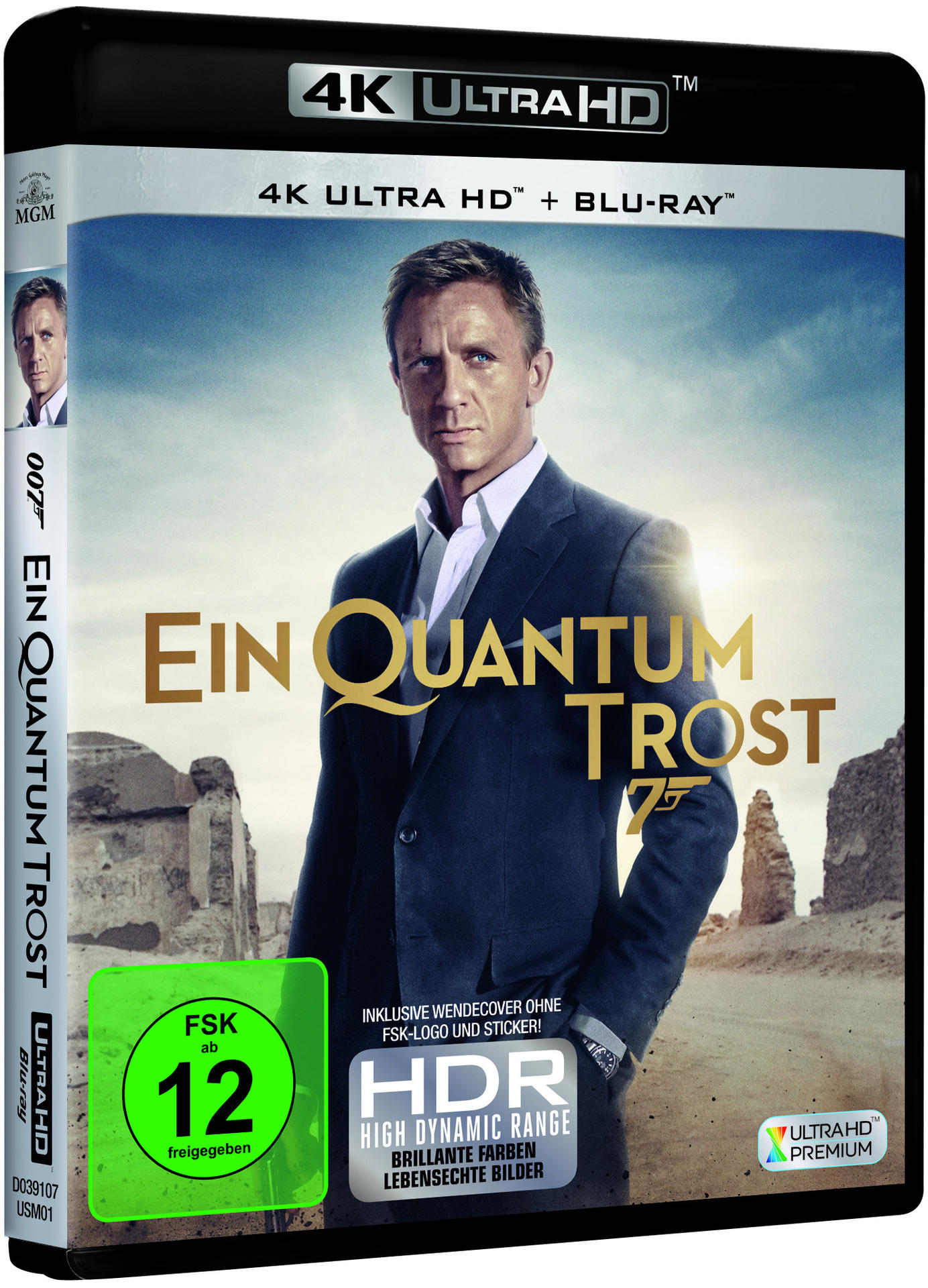 Daniel Craig als James Bond im Anzug vor wüstenartiger Kulisse mit dem Filmtitel.