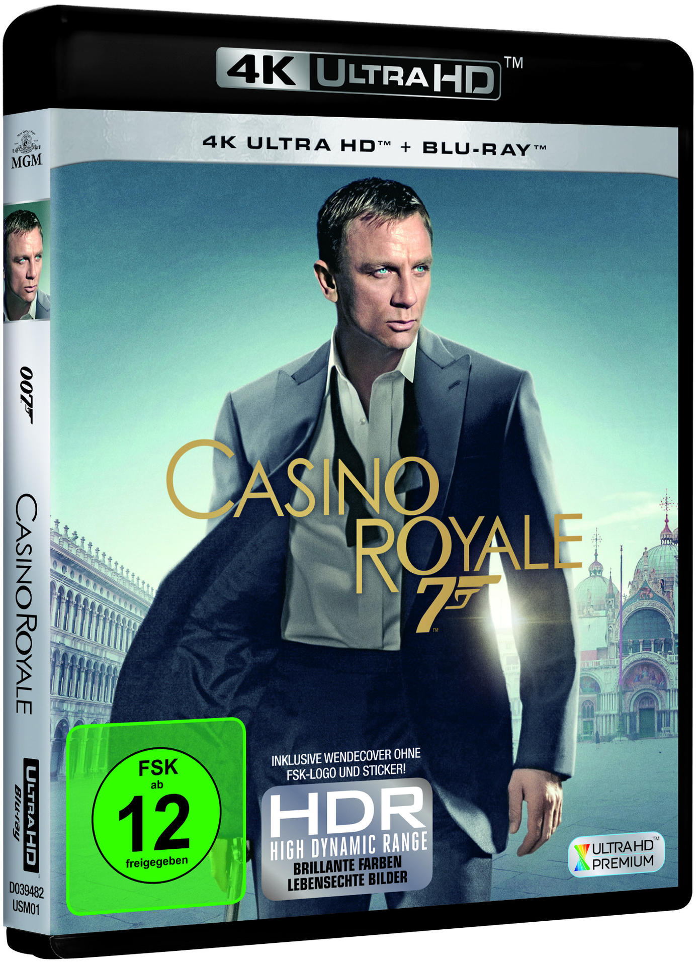 Casino Royale 4K UHD Blu-ray Hülle mit Daniel Craig als James Bond.