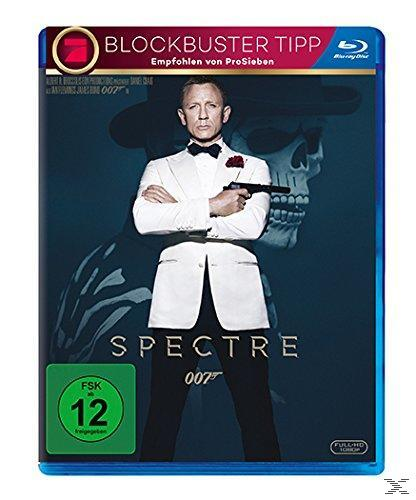 Daniel Craig als James Bond im weißen Smoking hält eine Pistole. Spectre Blu-ray Cover.