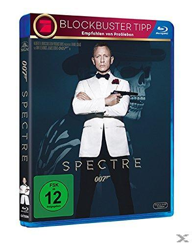 James Bond in weißem Anzug hält eine Waffe, Spectre Blu-ray Cover.