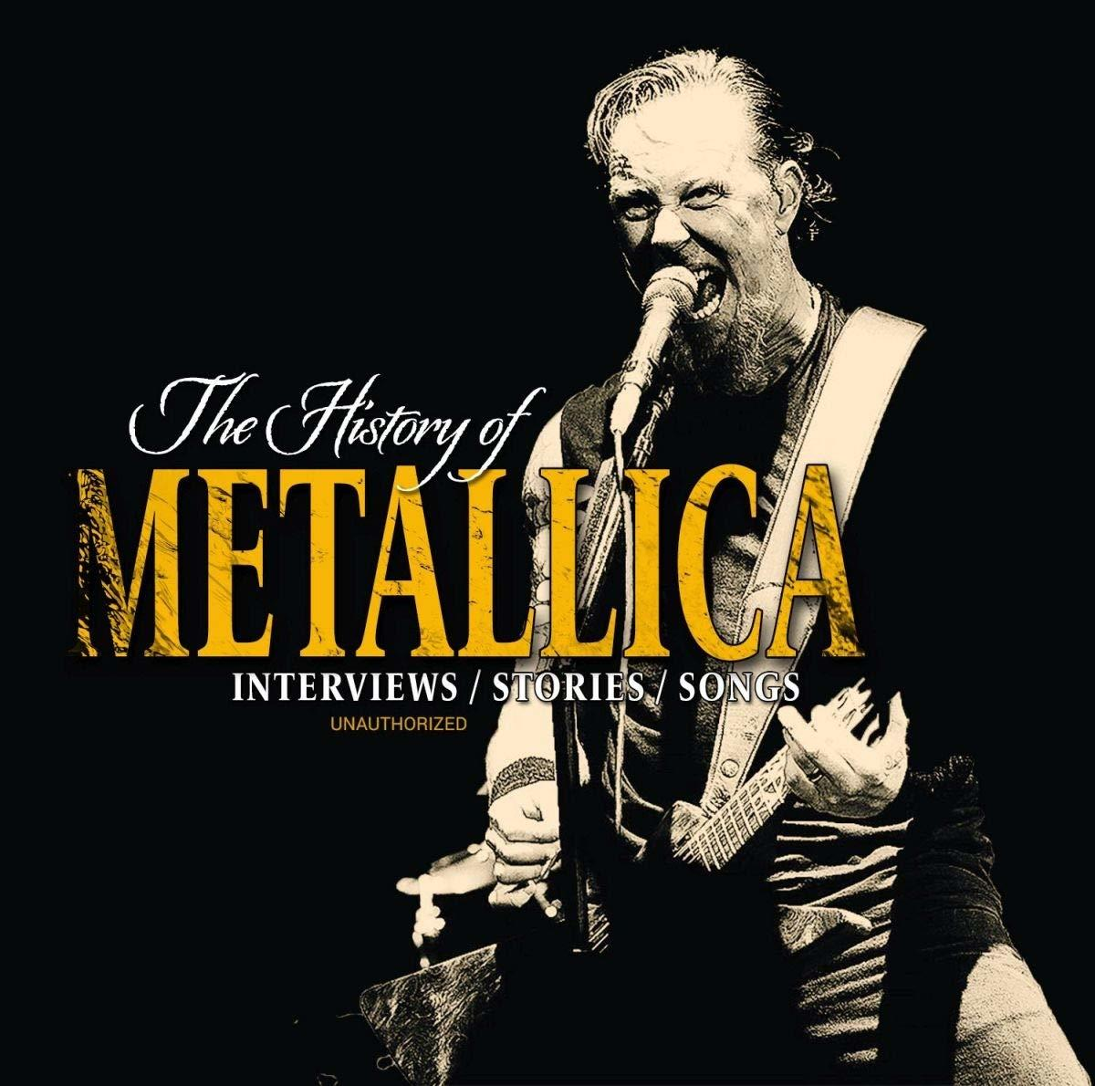 Das Cover von The History of Metallica. Ein Mann mit einer Gitarre singt in ein Mikrofon.