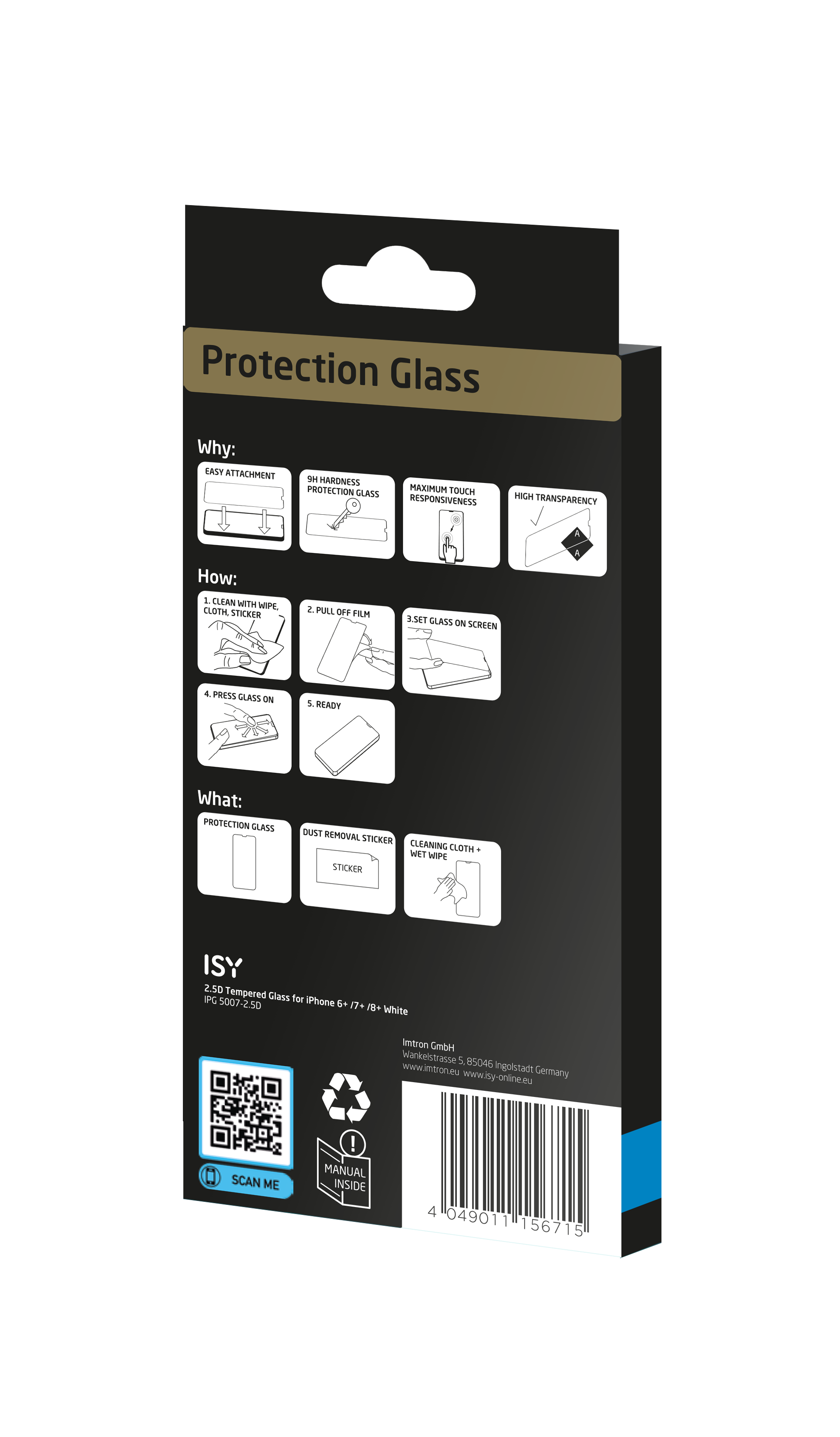 ISY IPG-5007-2.5D Displayschutz (für Apple iPhone 6 Plus, iPhone 7 Plus ,iPhone 8 Plus)
