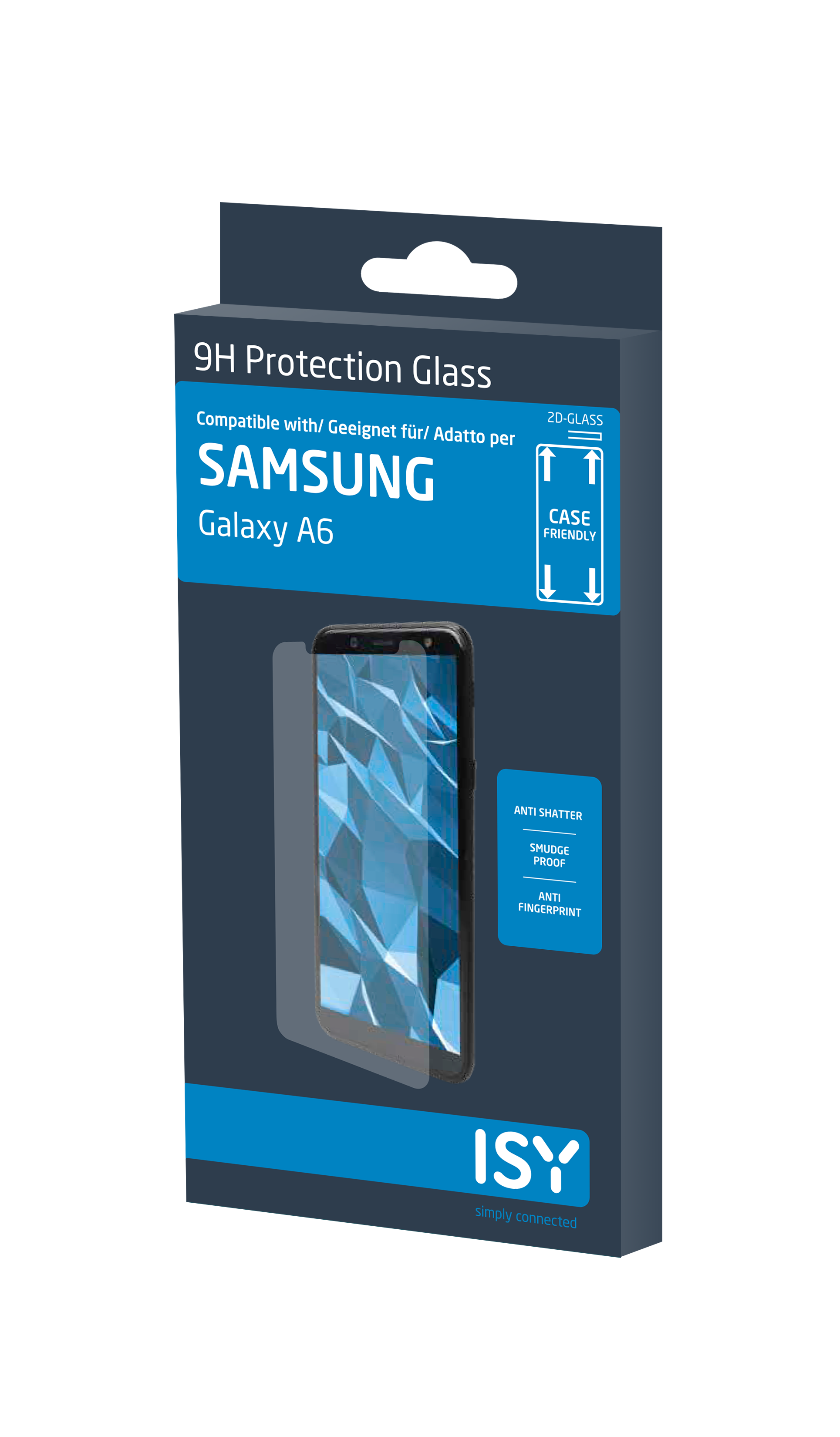 Drei Verpackungen für Displayschutzfolien, mit Telefonbild und Text.
