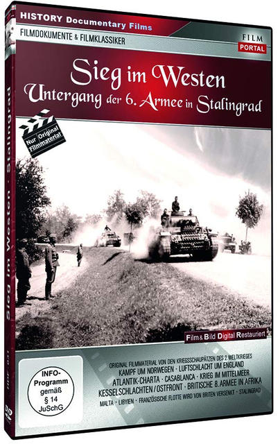 DVD-Hülle mit Kriegsszene und dem Titel 'Sieg im Westen'.