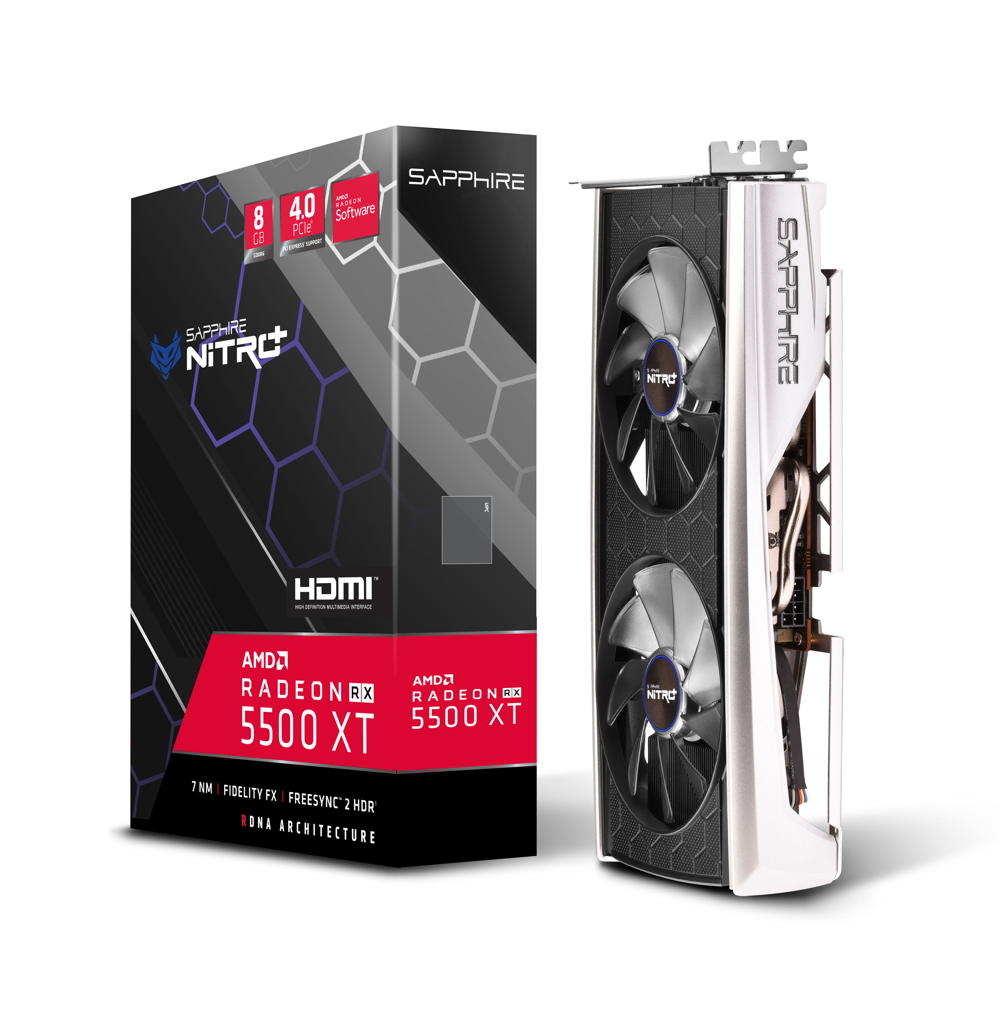 SAPPHIRE RADEON NITRO+ RX 5500 XT 8G  (11295-05-20G) (AMD, Grafikkarte)