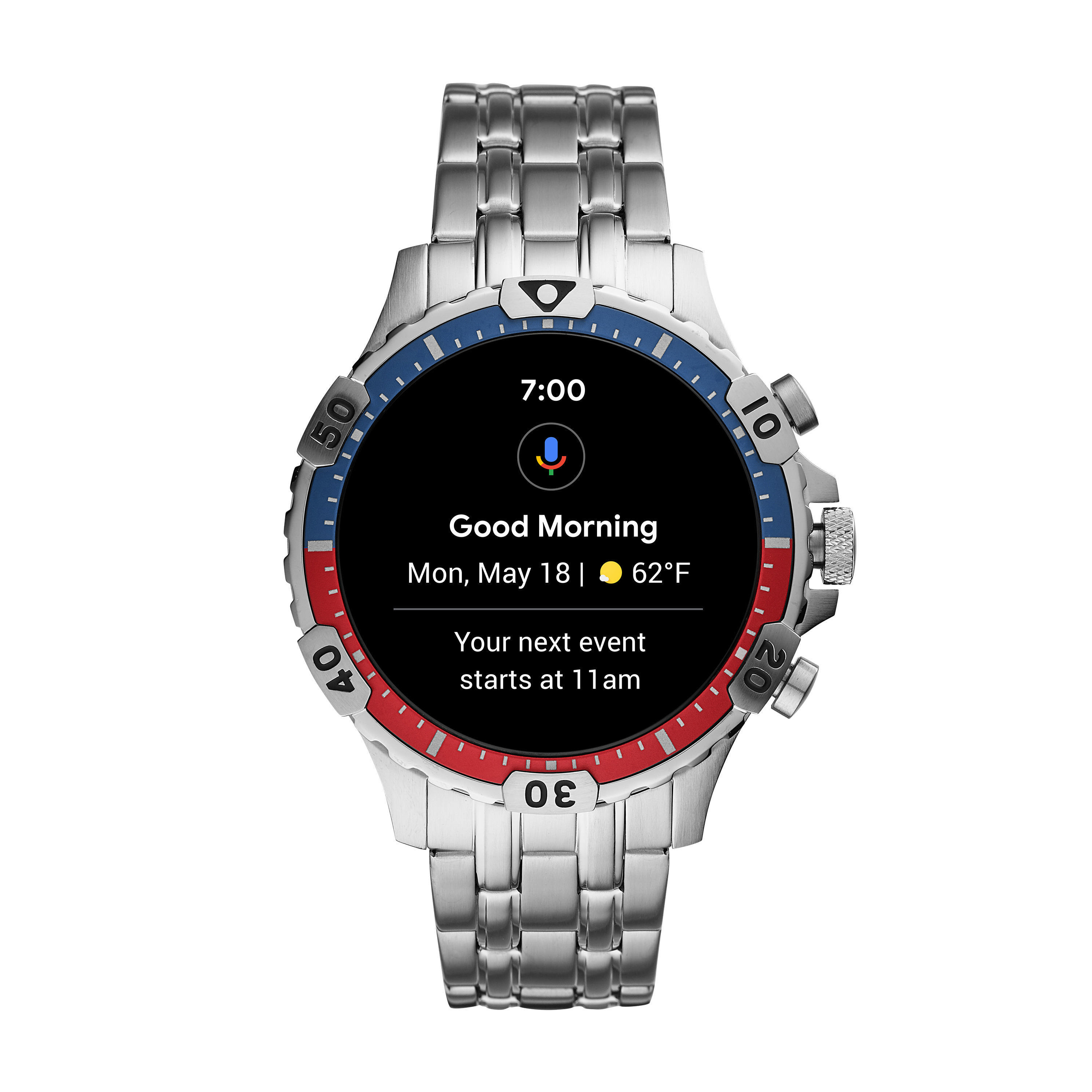 FOSSIL Garrett HR Smartwatch Edelstahl Edelstahl, 200 +/- 5 mm, Silber