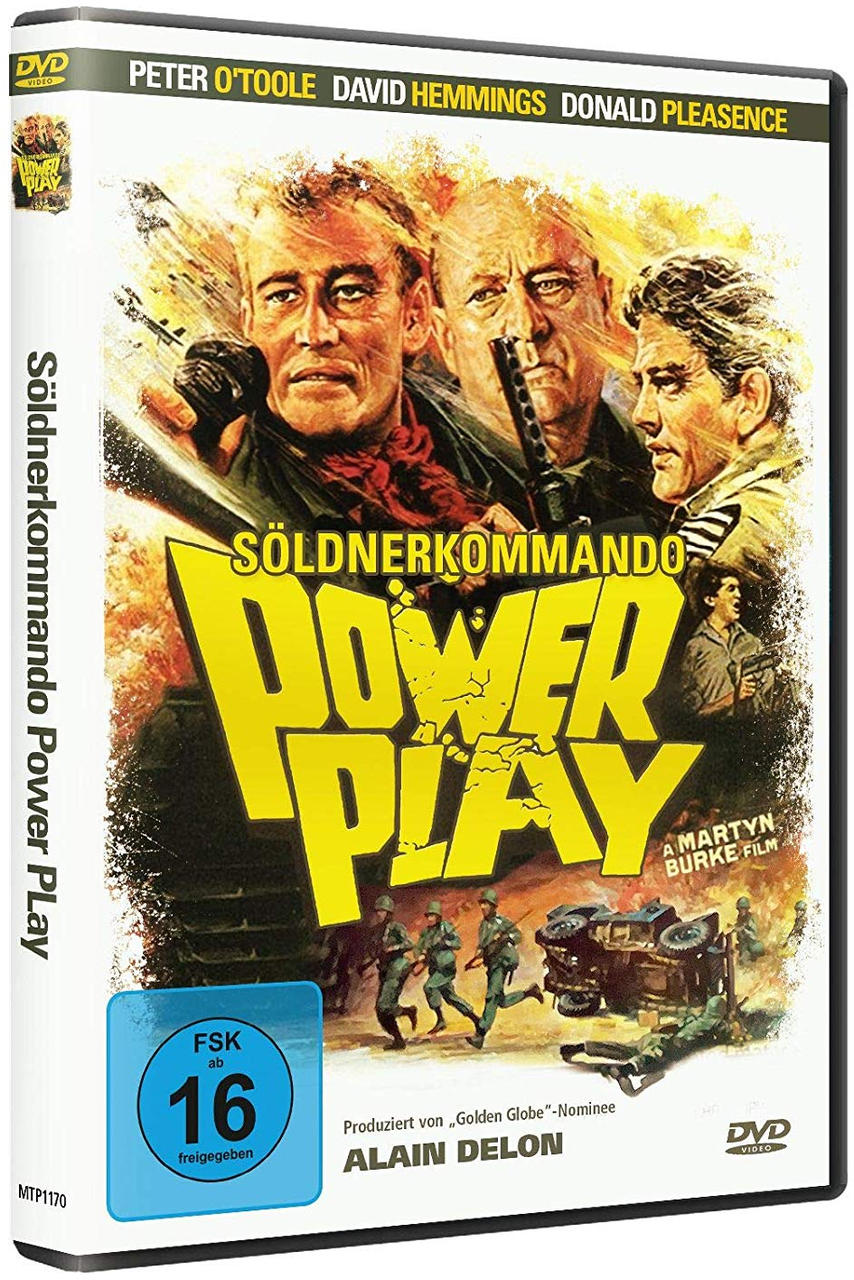 DVD-Hülle für den Film 'Power Play'. Das Cover zeigt Bilder von Männern und einen gelben Titel.