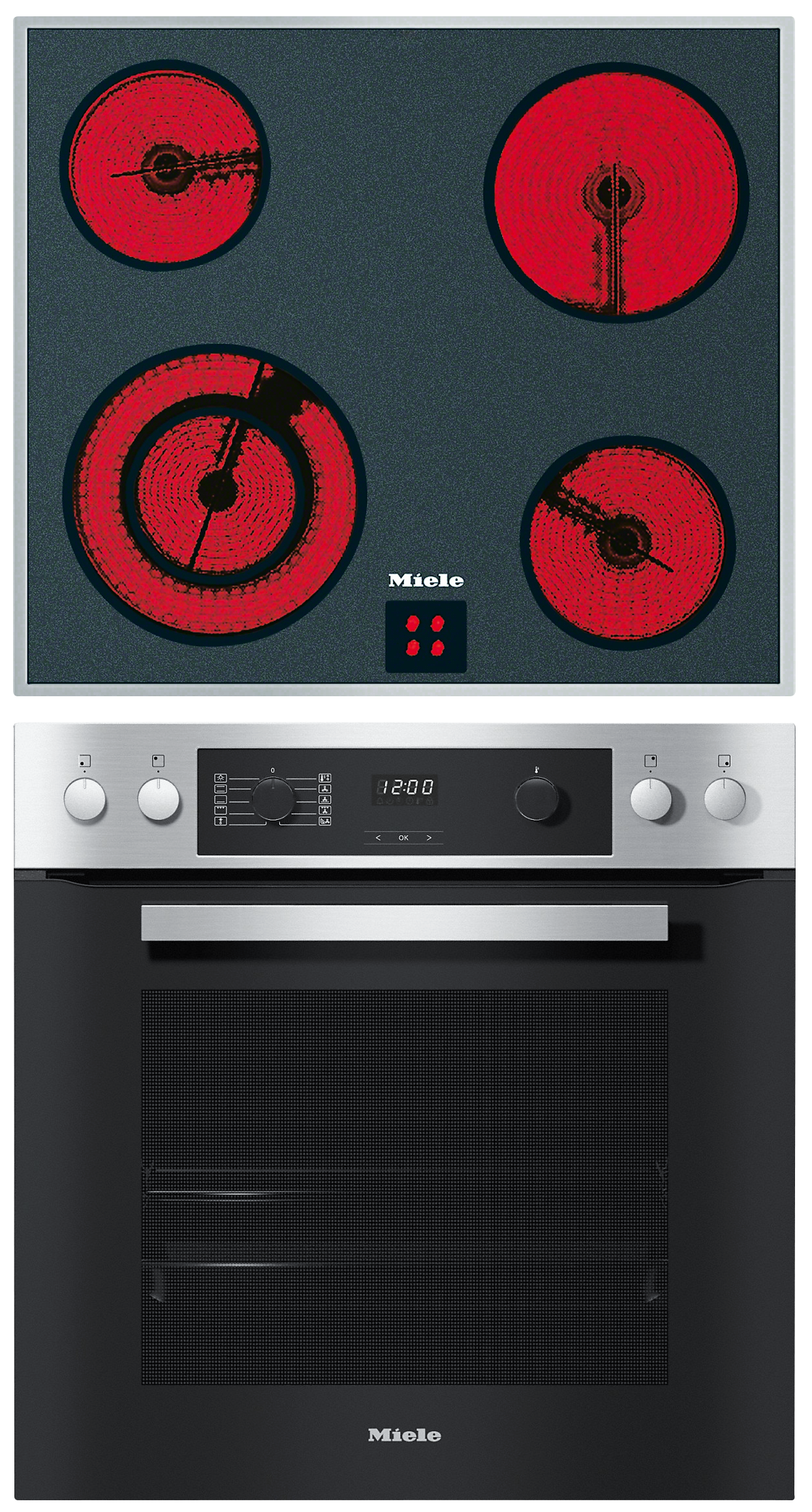 MIELE H 2265-1 E + KM 6002 LPT E ACTIVE, Einbauherdset (Elektrokochfeld, A+, 76 l)