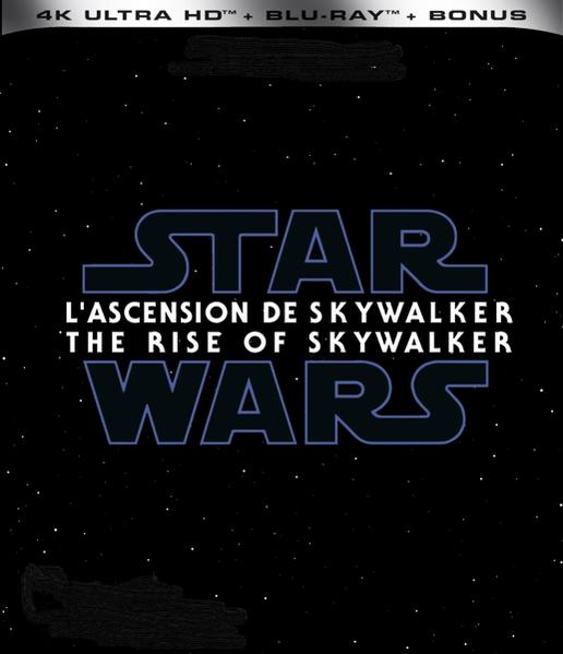 Star Wars: The Rise of Skywalker Blu-ray cover met de titel in wit en blauw.