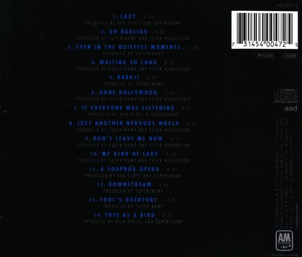 Egy CD hátlapja számlistával. A CD és a tok látható.