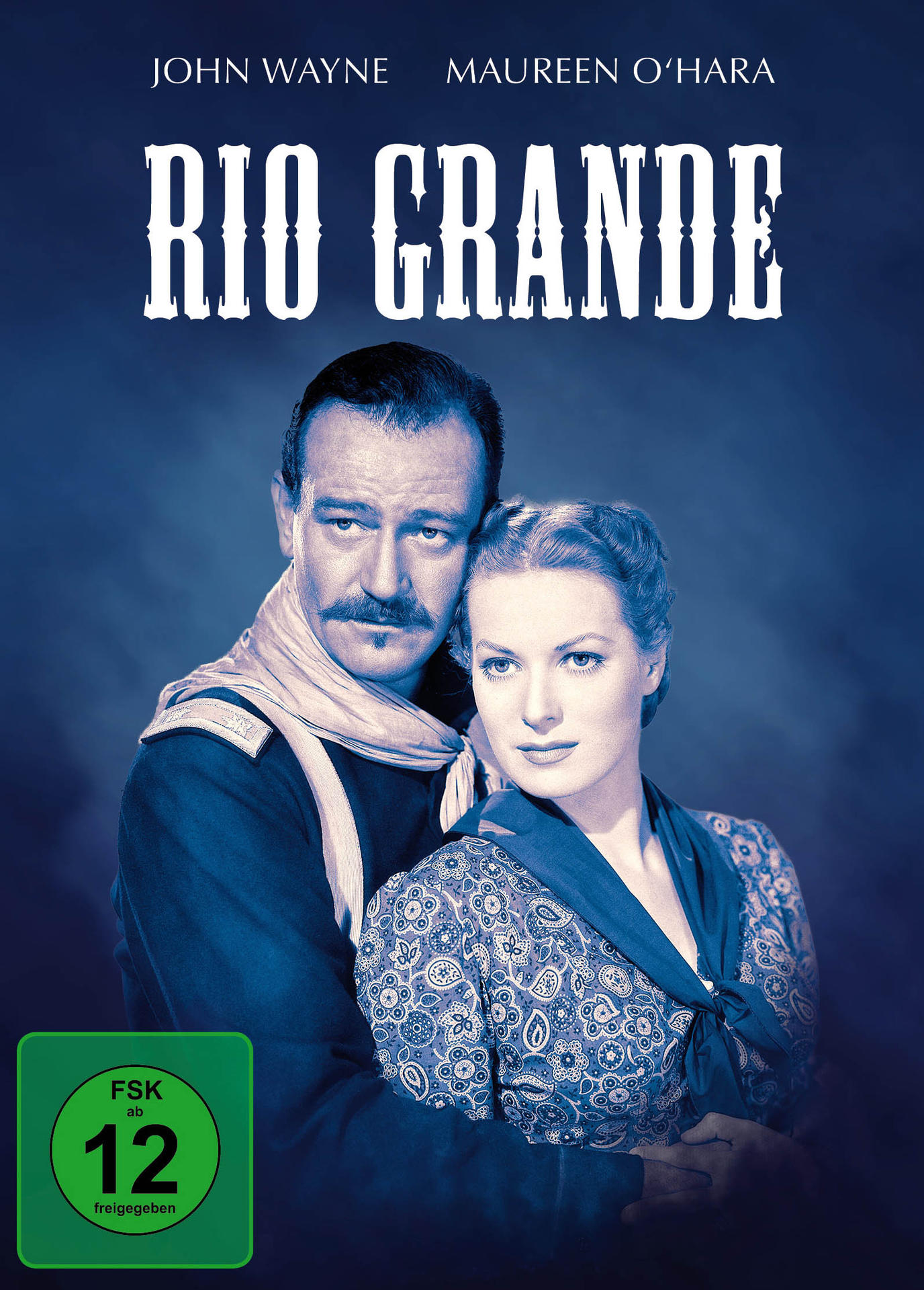 Filmplakat für 'Rio Grande'. John Wayne und Maureen O'Hara. Western-Thema.