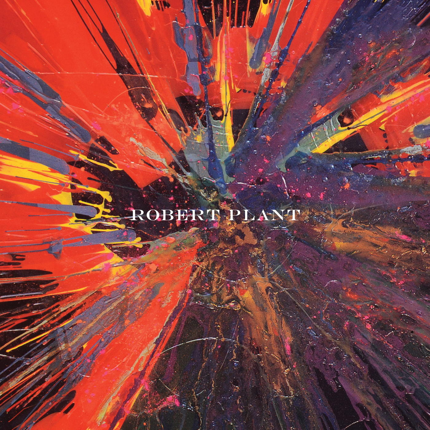Albumcover. Eine farbenfrohe Explosion mit dem Text 'ROBERT PLANT'.