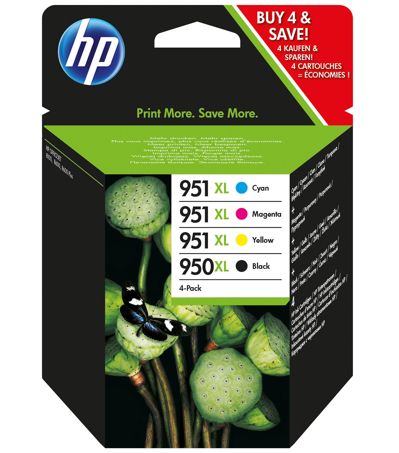 HP Tintenpatronen Multipack Nr. 950XL Schwarz/951XL Cyan/Magenta/Gelb (C2P43AE)