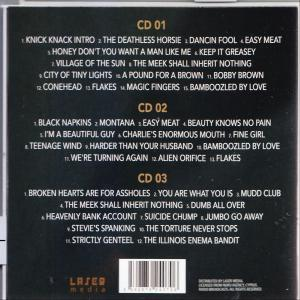 Drei CD-Cover mit Titellisten. Jede CD hat verschiedene Songs. Das Laser Media-Logo befindet sich unten links.