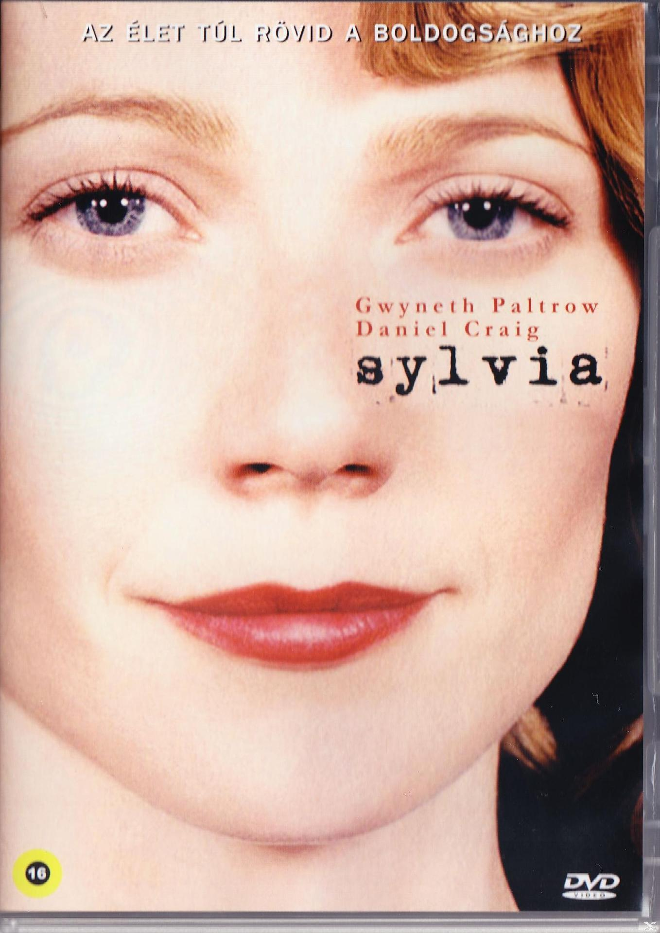 Sylvia film borítója. Egy nő arcának közelképe. A film címe 'Sylvia', Gwyneth Paltrow-val.