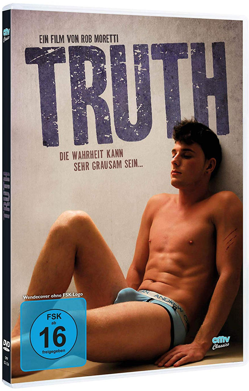 DVD-Cover mit oberkörperfreiem Mann, Titel 'TRUTH' und blau getönter Unterwäsche.