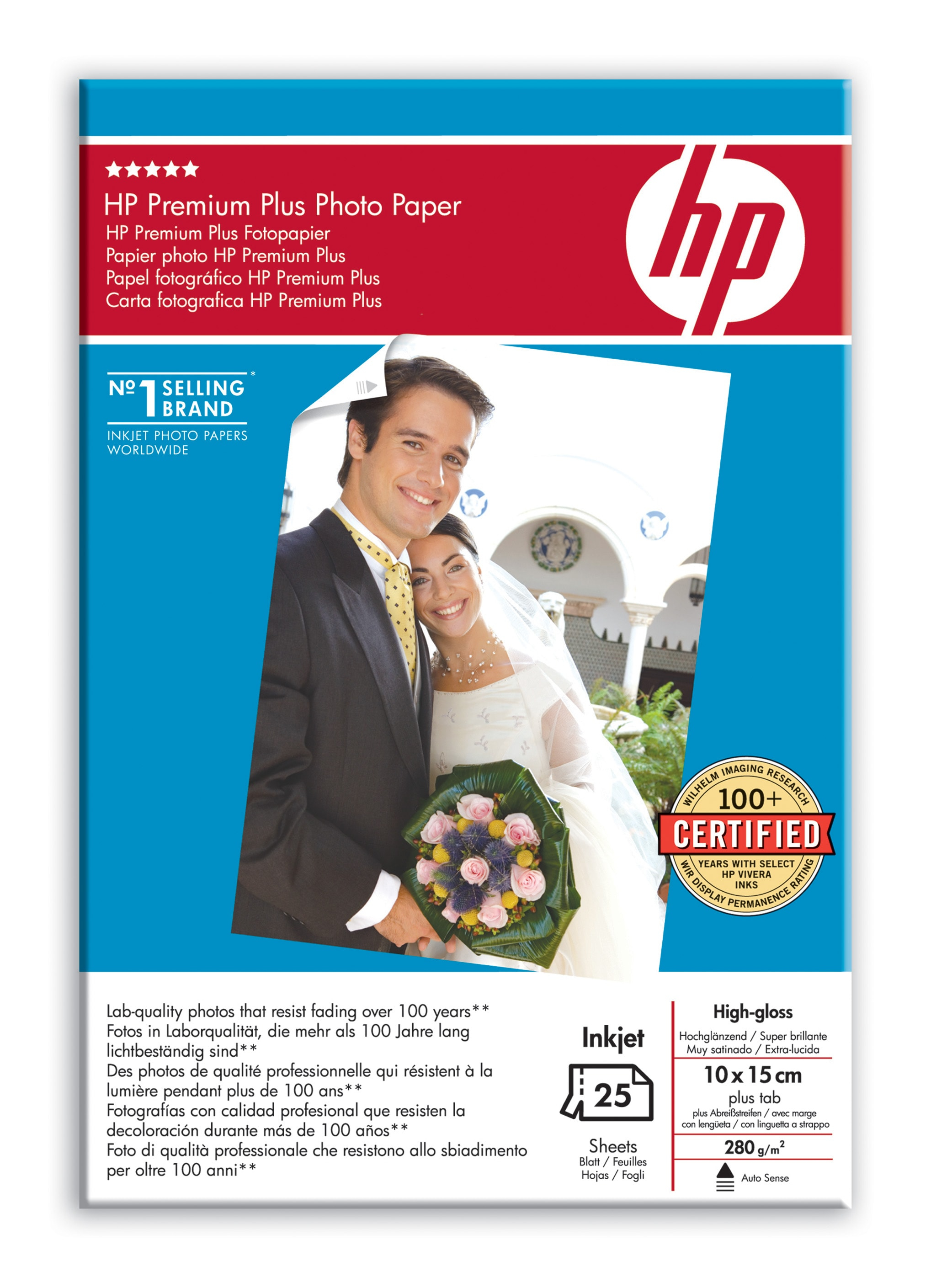 Papel Foto Todos Formatos - HP, Q 8027 A-PHOTO-PAPER 10X15 25 H 280 G