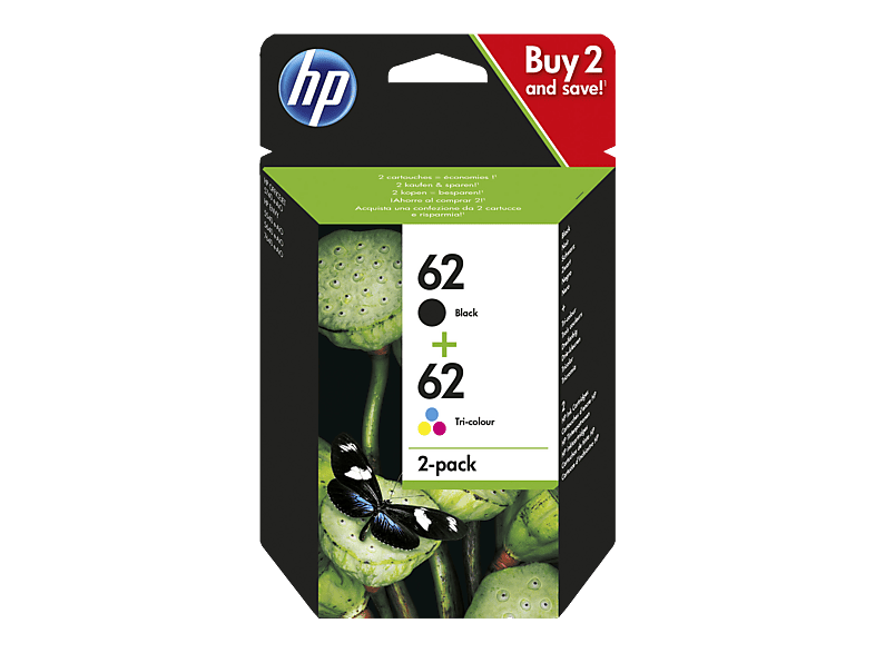 HP 62XL Original Tintenpatrone Schwarz – Für ENVY 5640, XL Ergiebigkeit, Pigmenttinte
