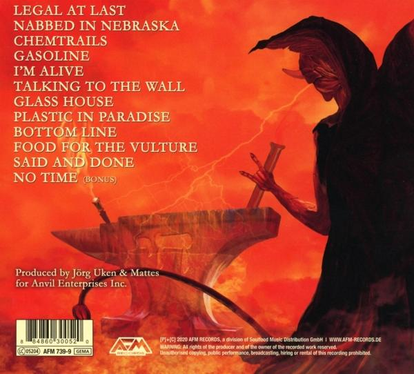 Albumcover mit Titelliste. Eine Sensenmann-ähnliche Figur hält ein Schwert.