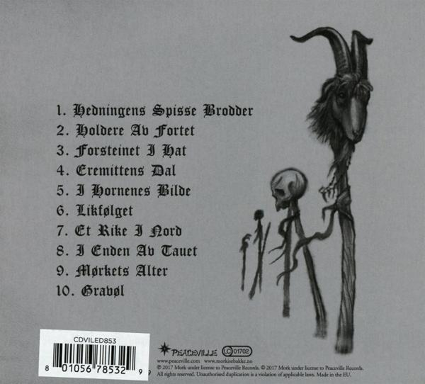 Albumcover mit Songliste, Schädel- und Ziegenillustration. Dunkler, detaillierter, gotischer Stil.