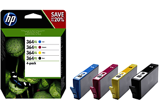 HP 364XL Multipack Svart/Cyan/Magenta/Gul (N9J74AE) - Original Bläckpatron
