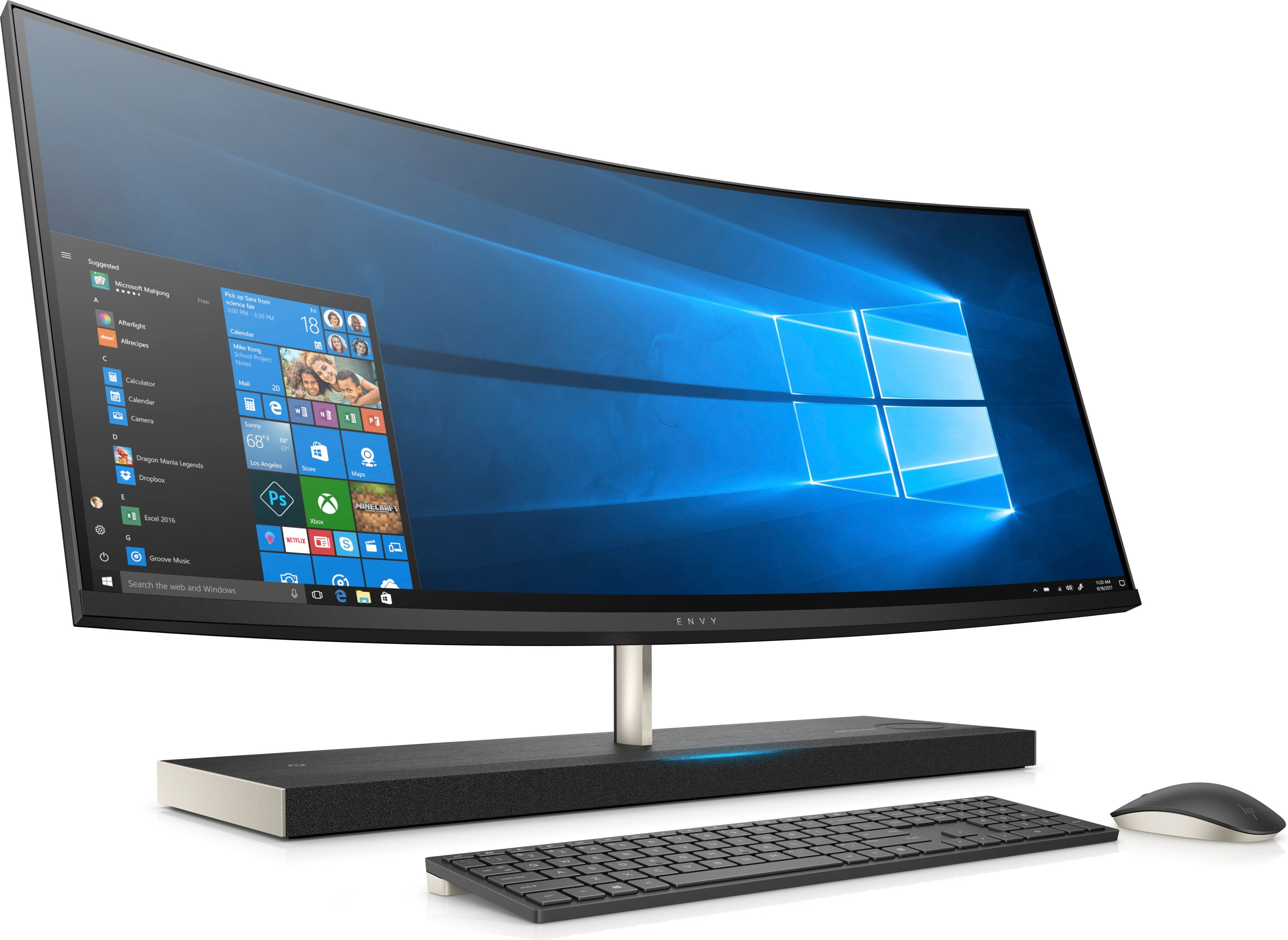 HP All in One PC Envy Curved 34-b130ng, dunkelgrau (5CQ61EA#ABD) All-in-One PC 34 Zoll, Intel® Core™ i7-8700T Prozessor
(12M Cache, bis zu 4.00 GHz), 16 GB RAM, 2000 GB HDD + 256 GB SSD, Grau