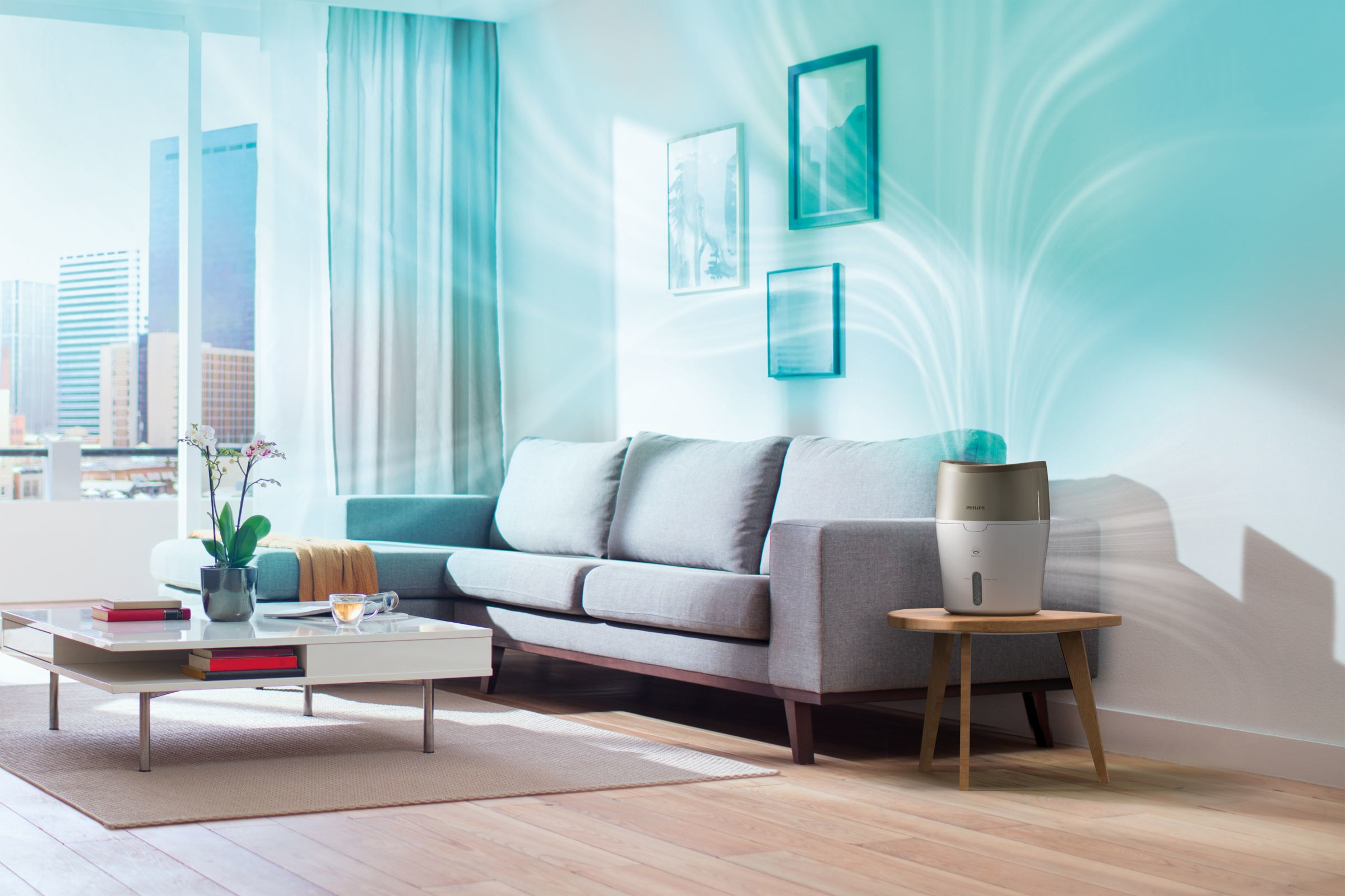 PHILIPS Luftbefeuchter HU4803/01 mit hygienischer NanoCloud-Technologie Luftbefeuchter weiß/ grau metallic (Raumgröße: 25 m²)