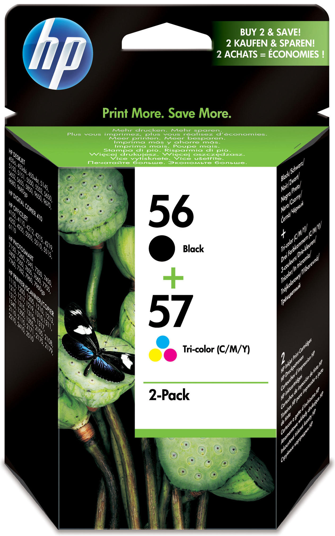 Cartucho de tinta - HP 56/57 Combo 2 Pack, Negro y Tricolor, SA342AE