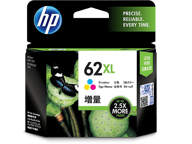 HP 62xl Cyan-magenta-geel