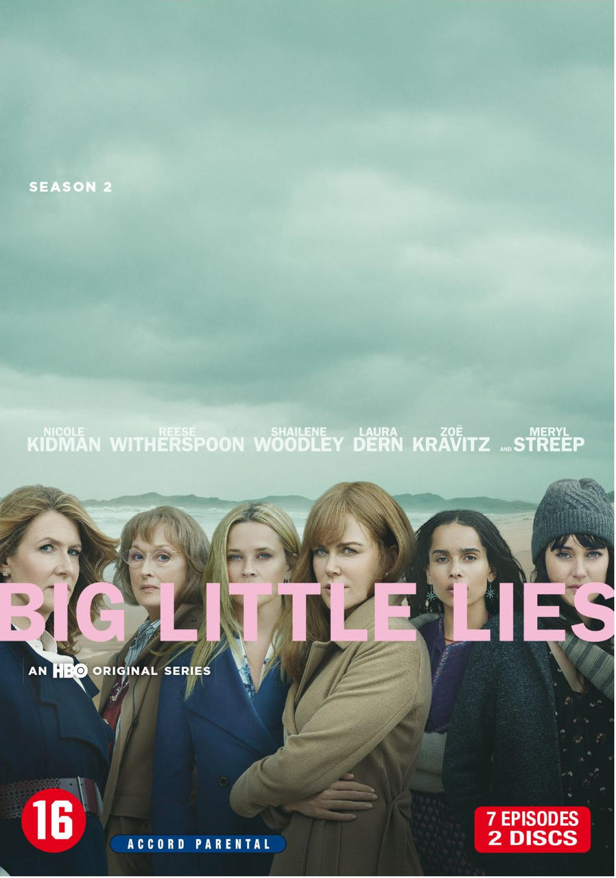 Big Little Lies DVD cover with a group of women on a beach.