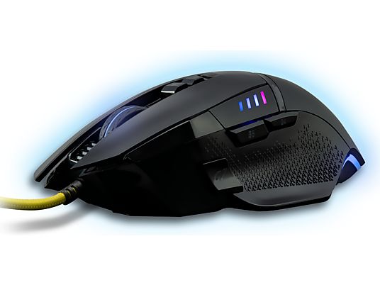 ISY IGM-3000 - Souris Gaming, Câblé, Optique avec diodes laser, 10.800 DPI, Noir/Jaune