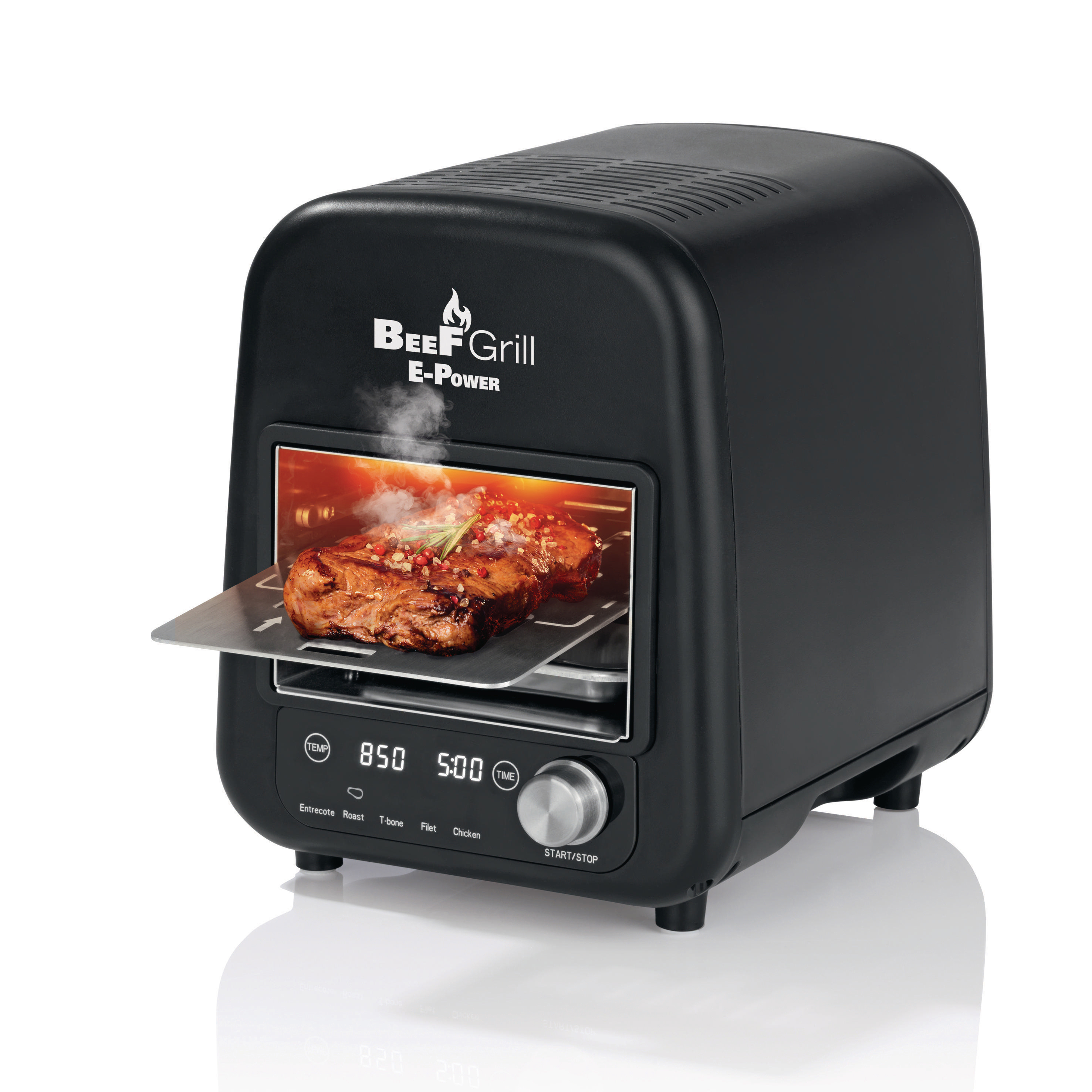 GOURMETMAXX 8100 Oberhitzegrill Beef Maker Elektrogrill, Schwarz (1200 Watt)