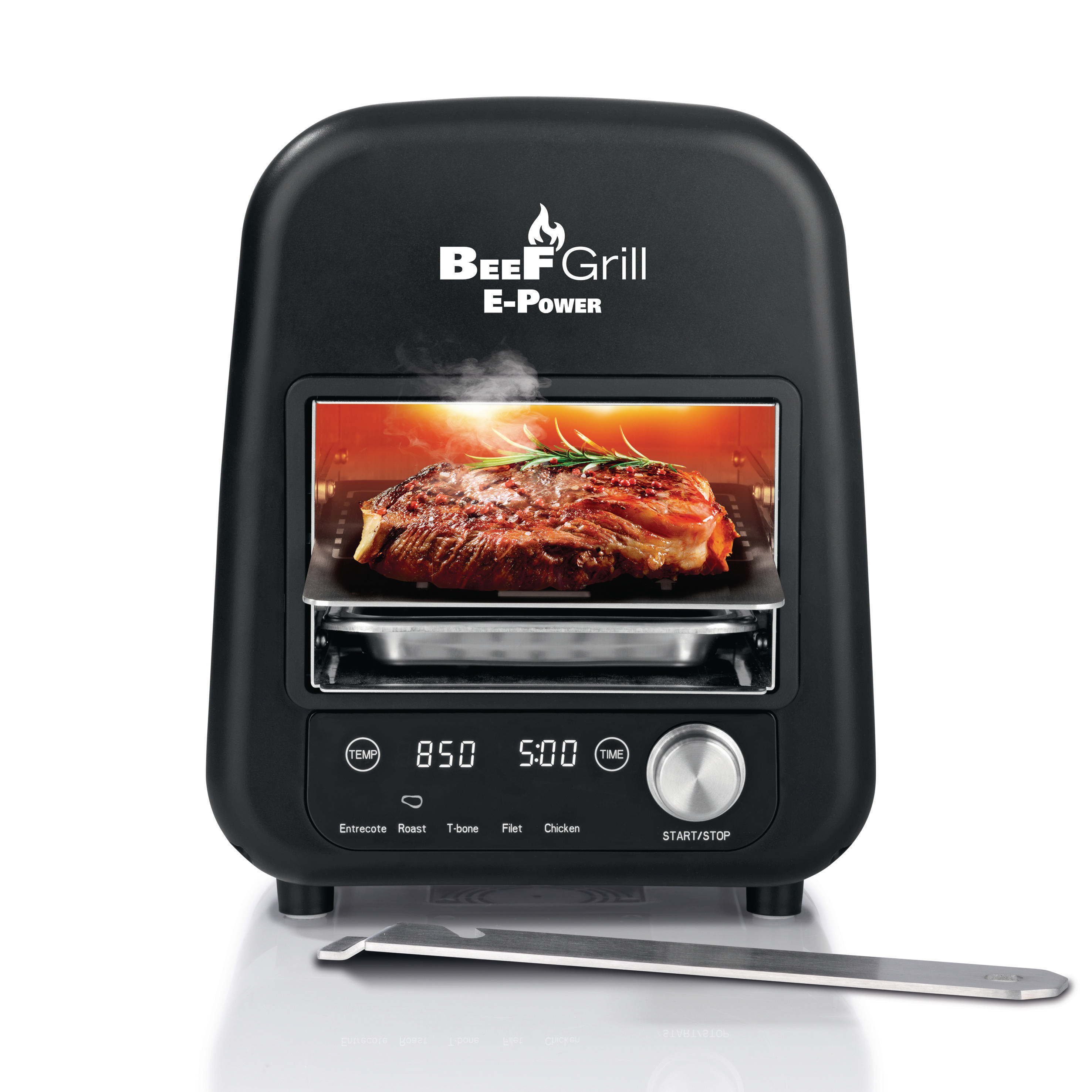 GOURMETMAXX 8100 Oberhitzegrill Beef Maker Elektrogrill, Schwarz (1200 Watt)